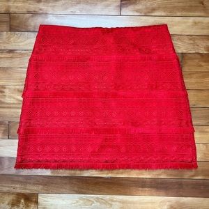 J. Crew Factory red lace skirt